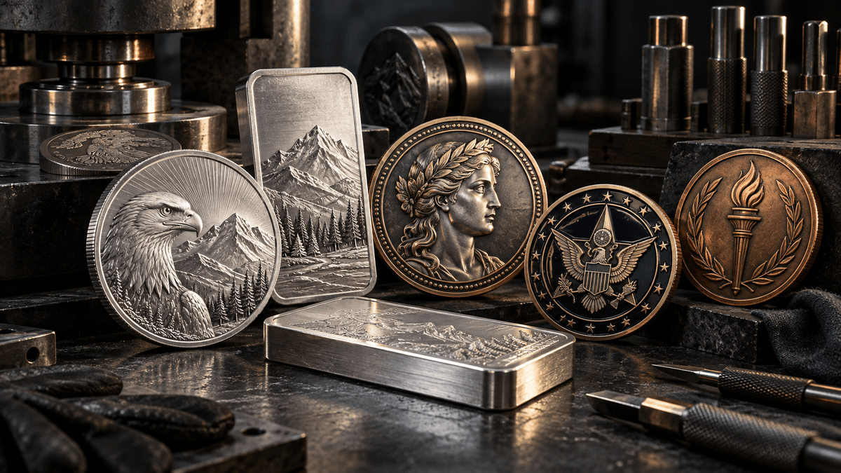 Cover illustration for Custom Coin Manufacturer for Silver Rounds & Medallions | Hart Strike Mint