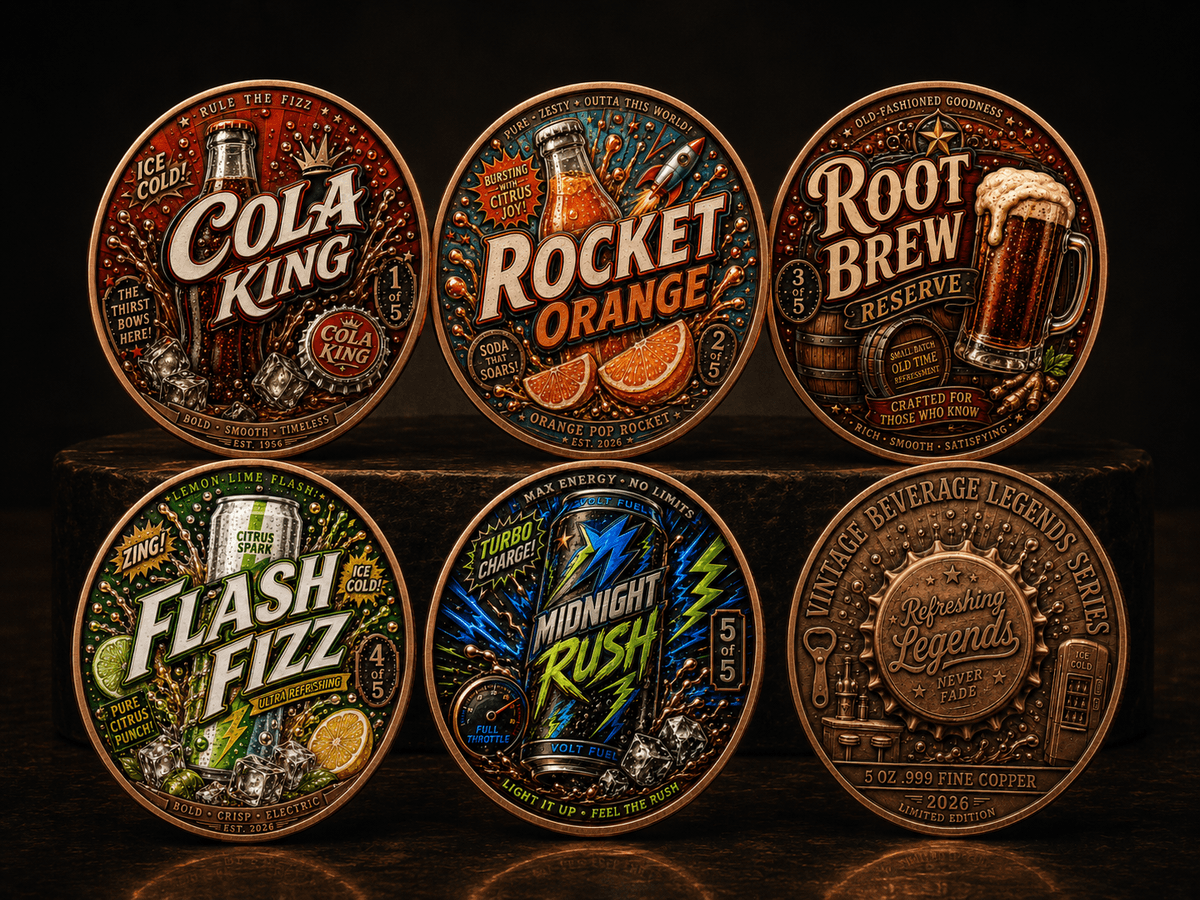 Cover illustration for Vintage Beverage Legends Series
